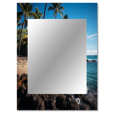 Hawaii Island Retreat - Hawaii Decorative Mirror, Beige Wall Mirror, Printed Metal Art