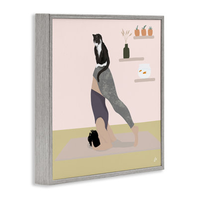  Downward Cat Yoga Pose Framed Giclee Art by Lydia Orange