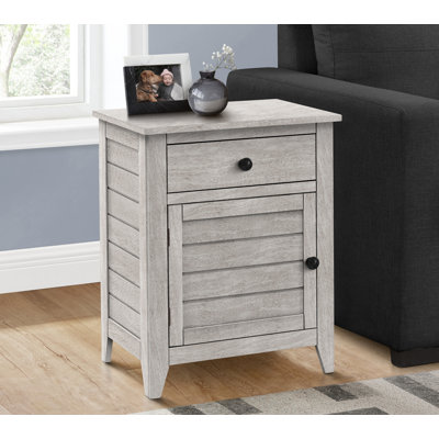 Table d'appoint, table de chevet, tiroir de rangement, bout, table d'appoint, chambre à coucher, rangement, placage gris