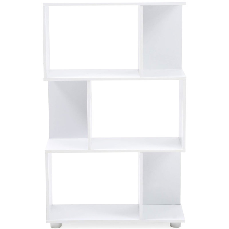 Bibliothèque moderne à 3 tablettes blanches pour appareils électroniques, livres et décor, bibliothèque américaine