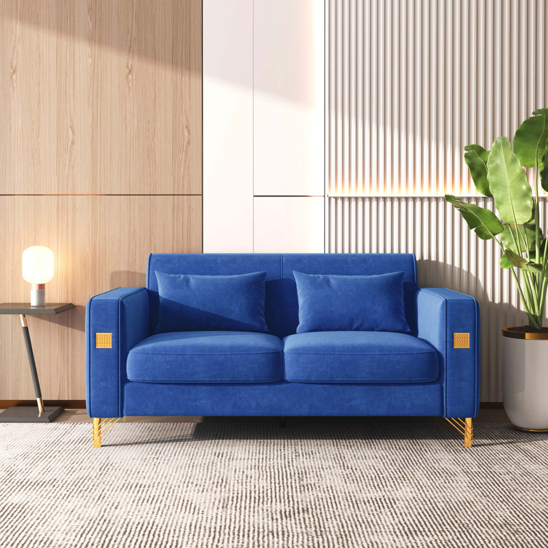 Barcaldine Velvet Loveseat, Dark Blue Velvet