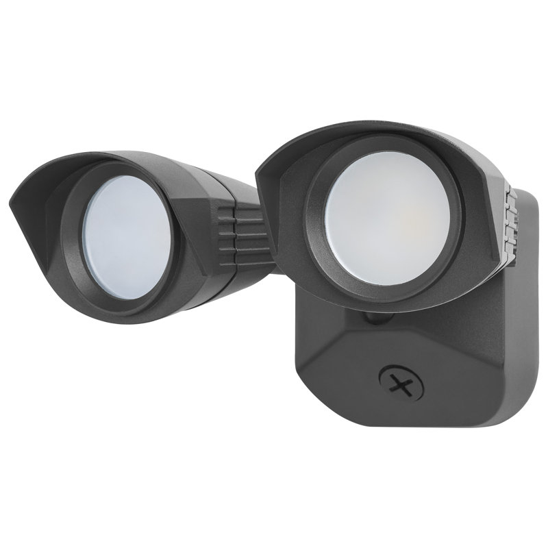 Projecteur de sécurité standard à double tête carrée 20 watts à DEL 3000K / 4000K / 5000K CCT sélectionnable, Noir