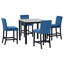 Ensemble de table de salle à manger 5 pièces à hauteur de comptoir avec une table de salle à manger en faux marbre et quatre chaises rembourrées en velours-948192686
