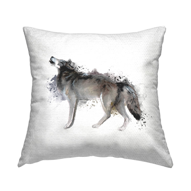 Coussin décoratif d'extérieur à imprimé aquarelle Stupell Industries Wolf