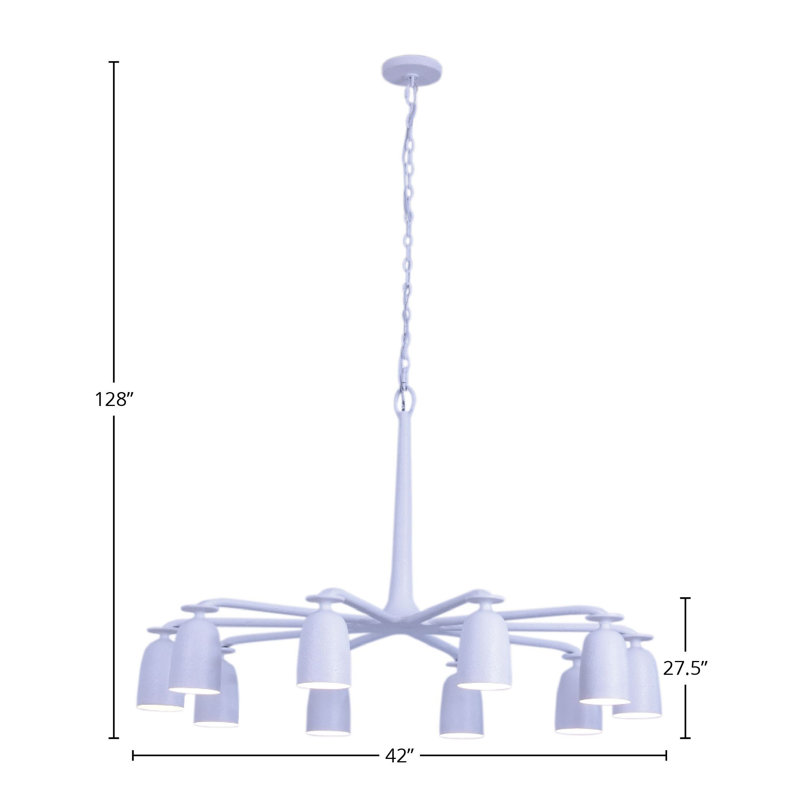 Gabardine 10 LT Matt White Chandelier Kalco
