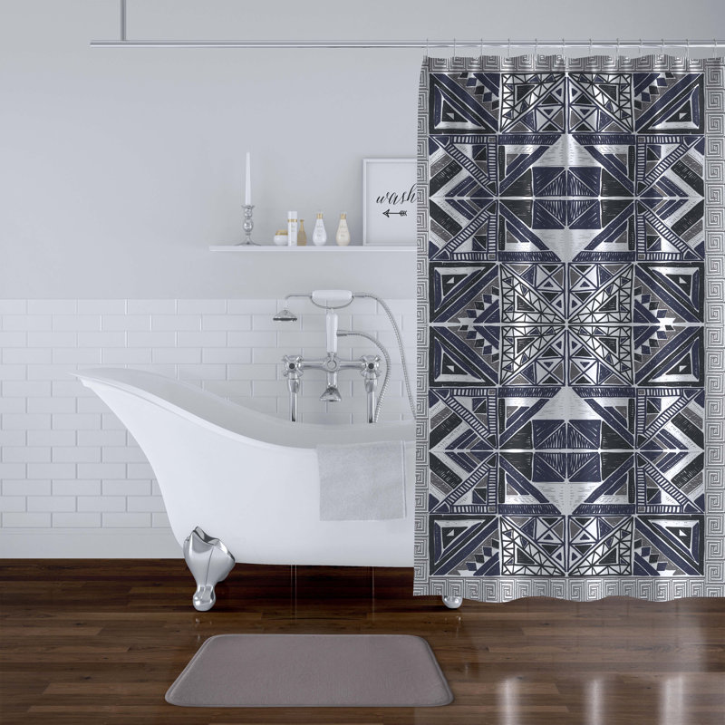Rideau de douche simple à motif géométrique McKillip, H 70 po x l 71 po