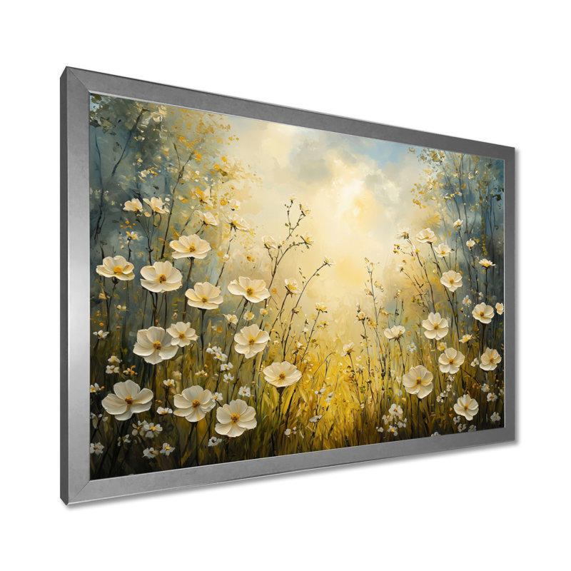 Ilyanna - Floral Wall Art, Reproduction encadrée d'une seule photo, Argent, H 12 po x l 20 po