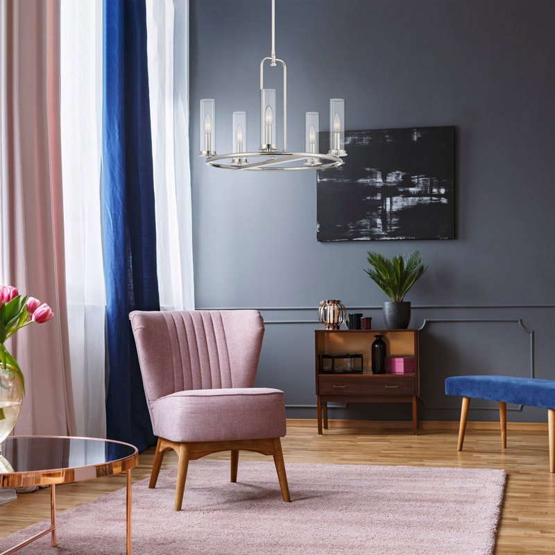 Lustre 5 lumières Serse, Nickel poli