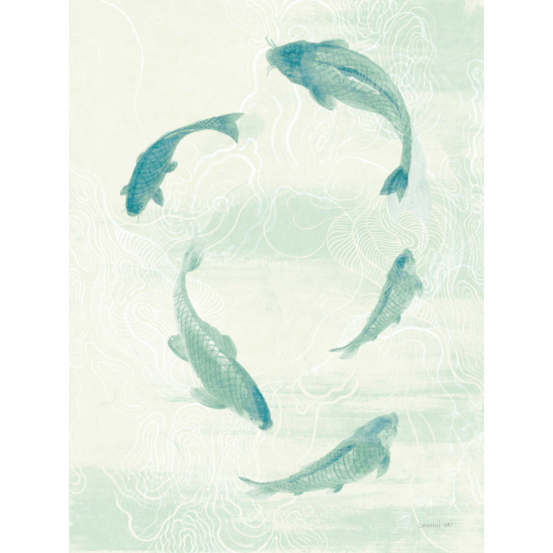 «Celadon Koi II», reproduction sur toile tendue, H 32 po x l 24 po