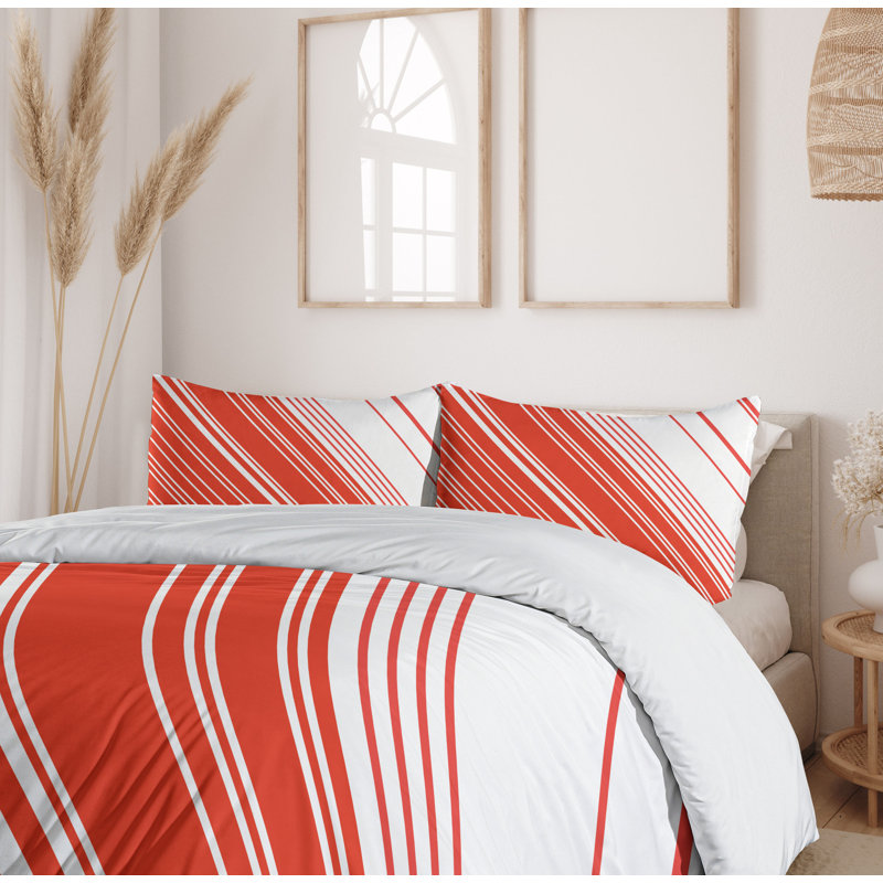 Candy Cane Red and White Queen Duvet Cover Set