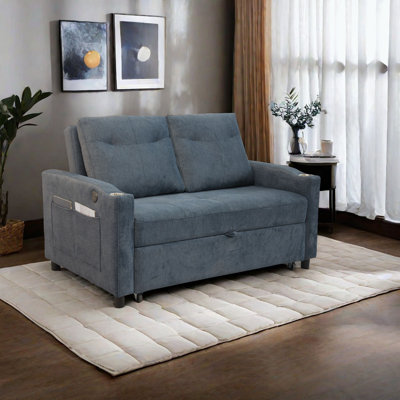 53.2'' Small Loveseat Pull-Out Sofa Bed - Adjustable Backrest