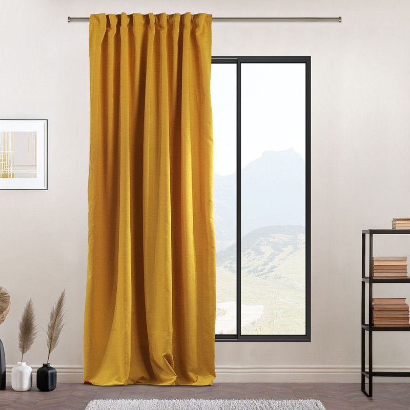 Extra Long & Extra Wide Decorative Curtain Single Panel, Mustard Yellow, 280cm Width x 295cm Drop