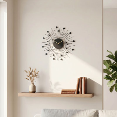Acctim Brielle Large Wall Clock Starburst / Sunburst Quartz Painted Metal Frame 50cm