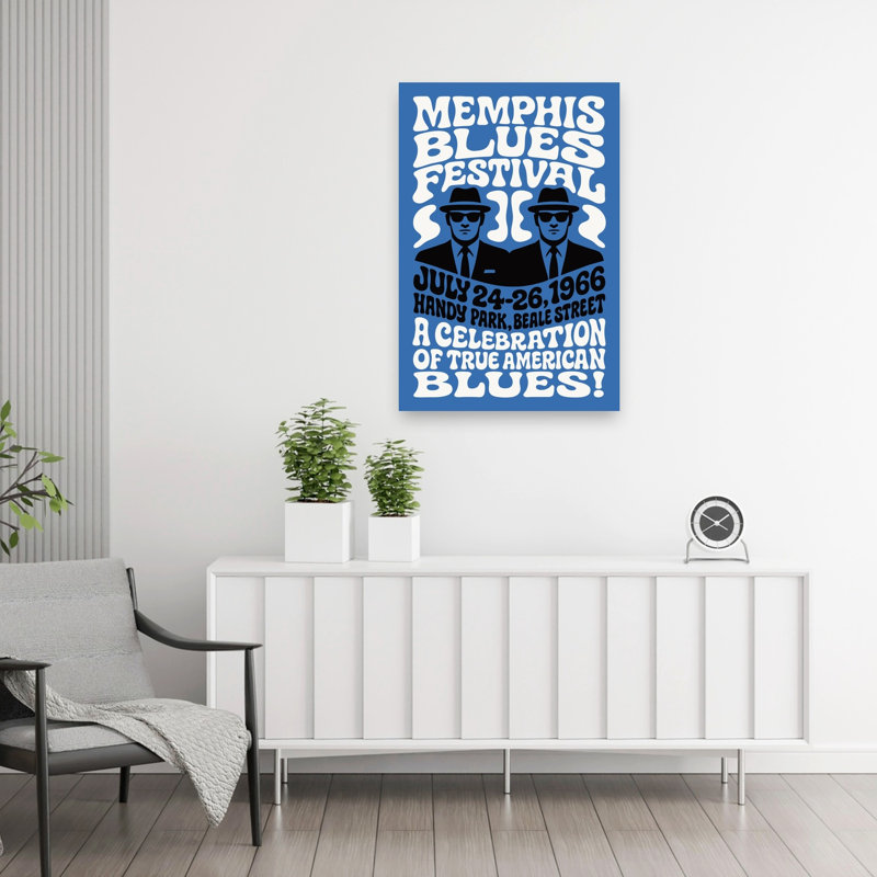 «Memphis Blues Festival», art rétro rétro classique, 36" H x 24" W