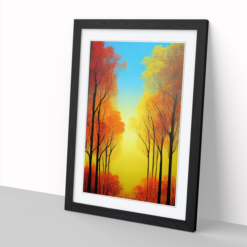 Autumn Forest Landscape Vol.1 - Single Picture Frame Print, 64cm H x 46cm W, Oak Framed