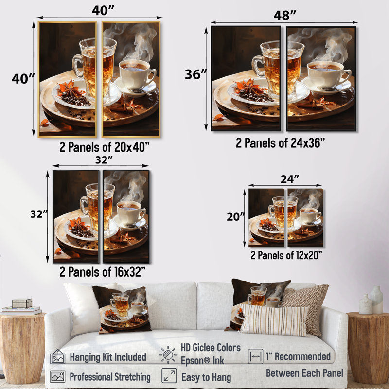 Cubain café brun II - ensemble d'art mural côtier de 2, 36" H x 48" W, Impression encadrée flottante, Black