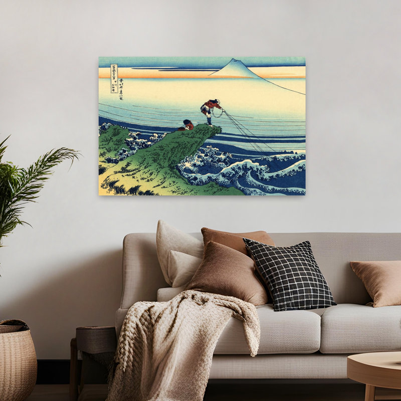 Kajikazawa In Kai Province Classic Traditional Abstract Coastal Landscape Wall Art Print by Katsushika Hokusai - Wrapped Canvas Print
