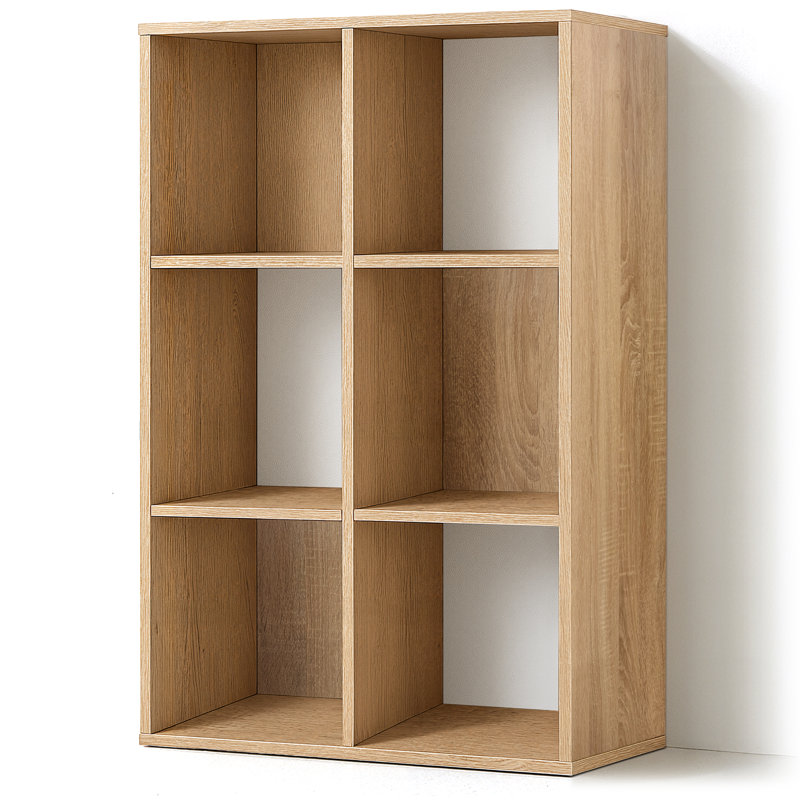 6-Cube Storage Organizer Shelf, Home Storage Shelf Divider w/ Back, 11-Inch Storage Bookcase, Natural Oak , Natural Oak