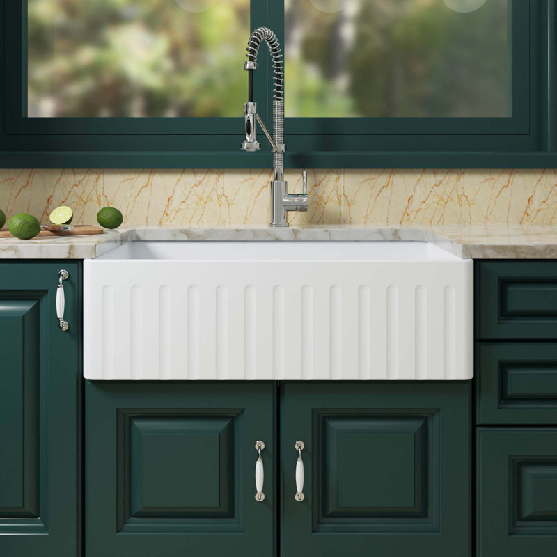 33'' L Single Bowl Fireclay Kitchen Sink, 10" H x 33" L x 18" W