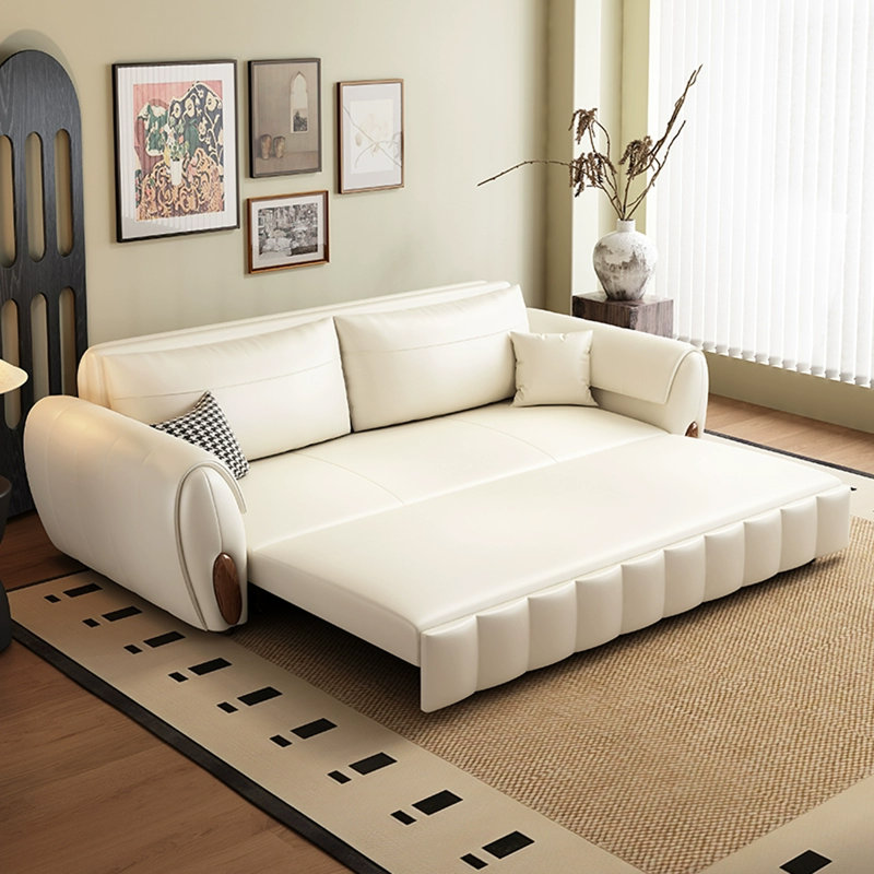 Canapé-lit convertible rembourré en éponge en similicuir Cat, H 33,46 po x l 86,61 po x P 31,5 po