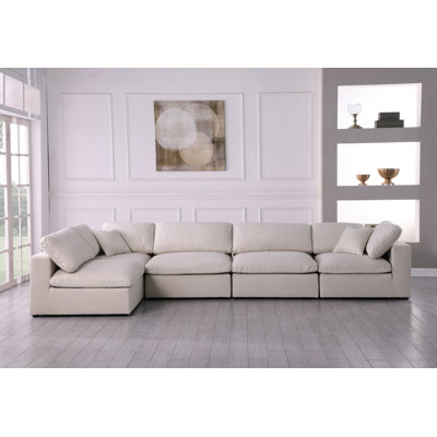 Canapé modulaire en velours réversible de 140 po de largeur Jocqua