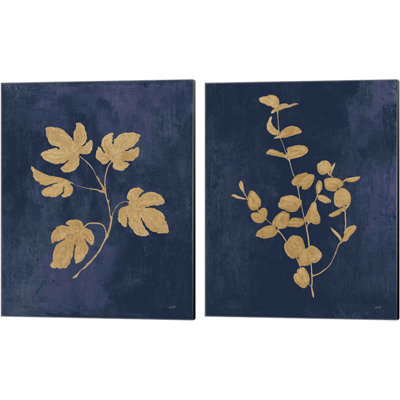 «Botanical Study Gold Navy» par Julia Purinton, art sur toile (ensemble de 2)