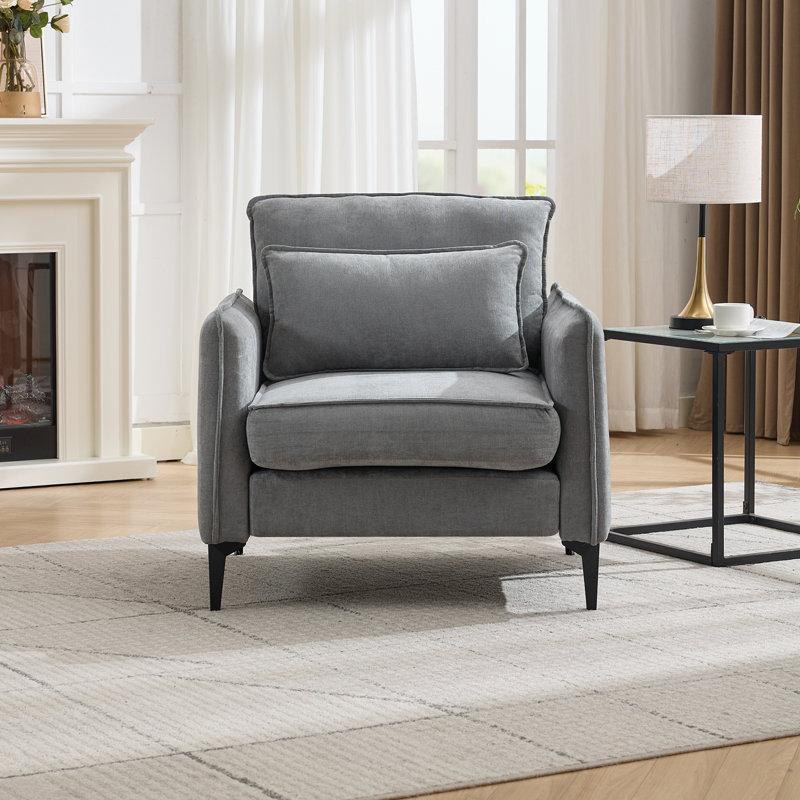 Upholstered Accent Chair, Grey Chenille