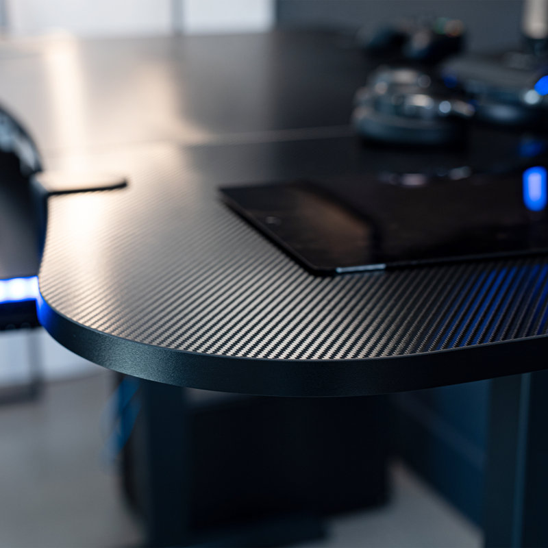 Adjustable Metal Base Standing Desk, Black Carbon Fiber/Black