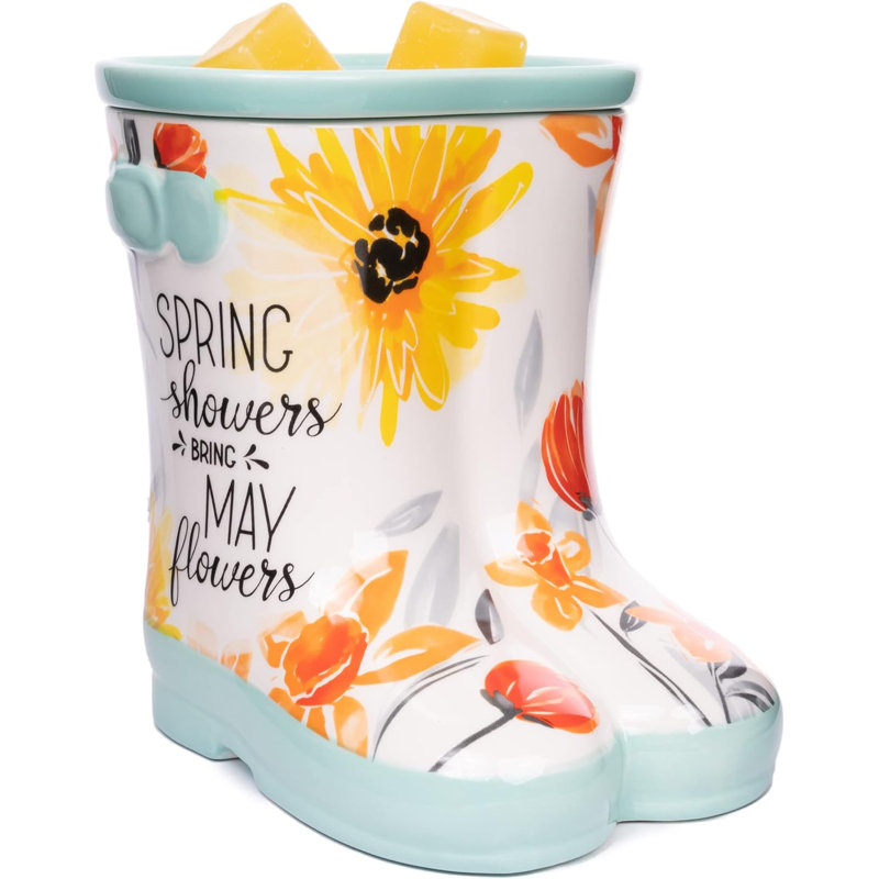 Floral Rain Boot Ceramic Wax Melt Warmer