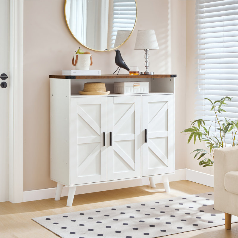 Armoire à chaussures en bois avec 3 portes, Blanc