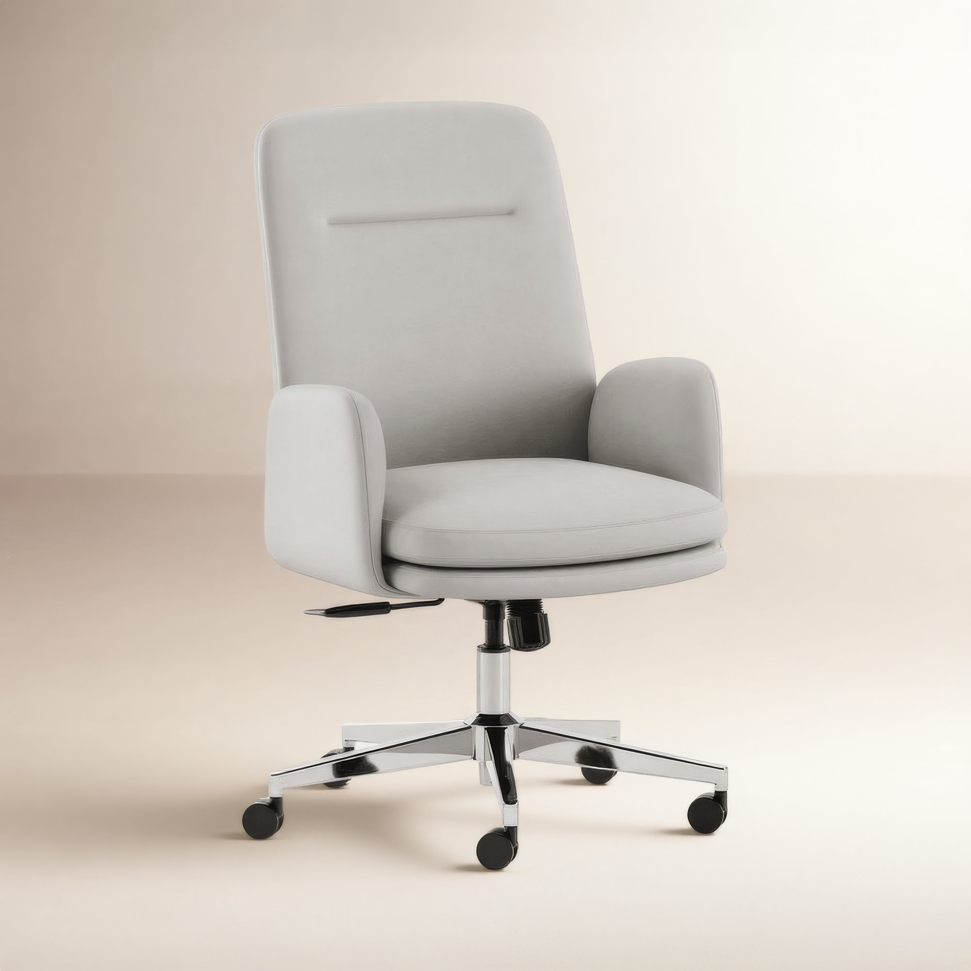 Softside Chair - High Back - Vegan Leather, Limestone, 40.5", Chrome