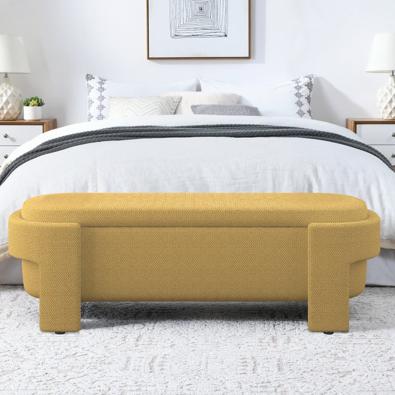 Banc rembourré avec grand espace de rangement pour le salon, le vestibule et la chambre à coucher, Yellow, Yellow, Yellow