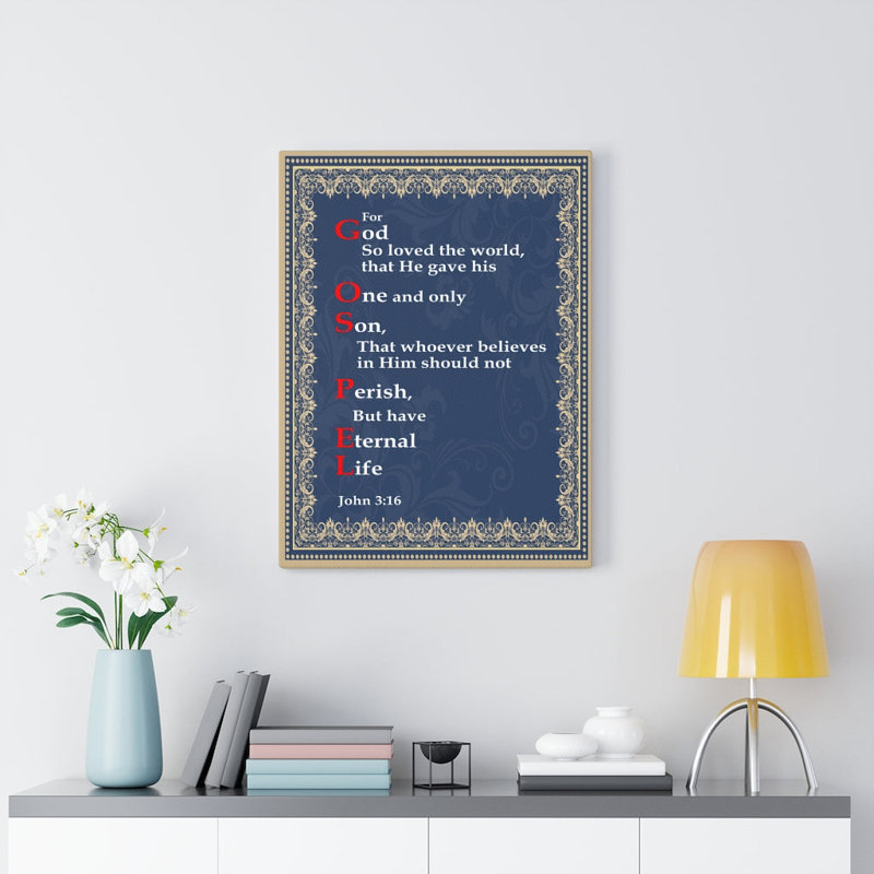 Gospel John 3:16 - Wrapped Canvas Print, 61cm H x 46cm W