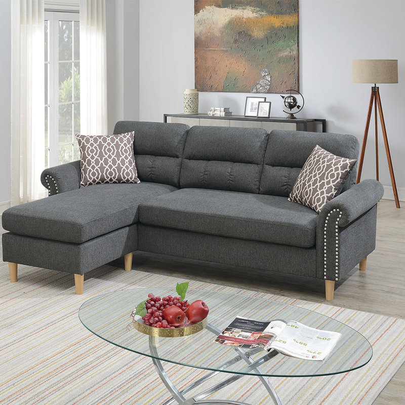 Velvet L-Shaped Sectional Reversible