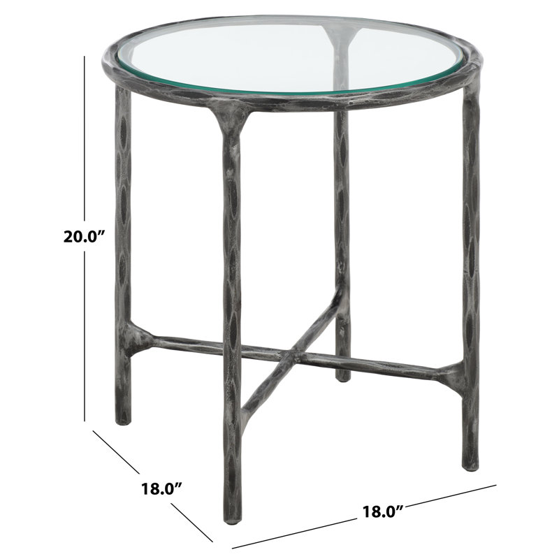 Evelynn End Table, Silver, Clear