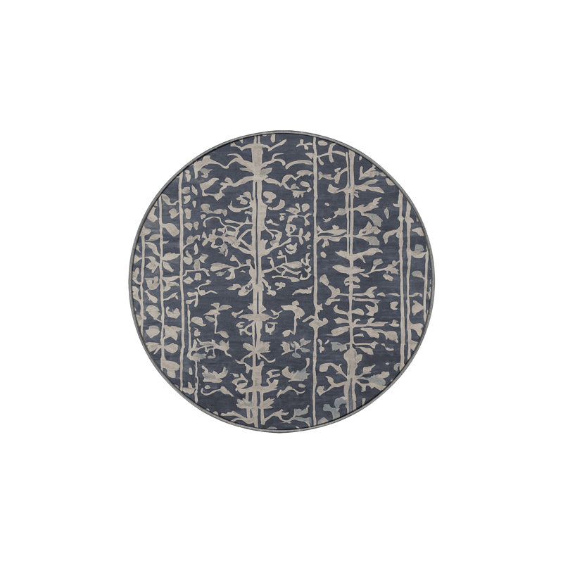 Machine Washable Gray Area Rug, Round 7'