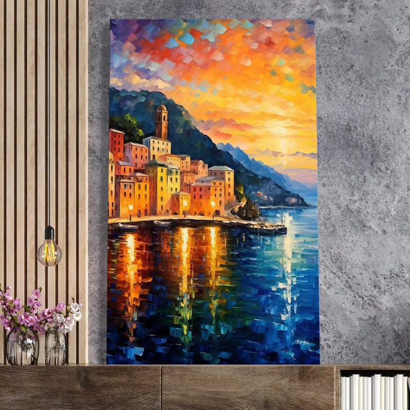 Côte d'Amalfi, Italie au crépuscule V3, H 30 po x l 18 po x P 1 po