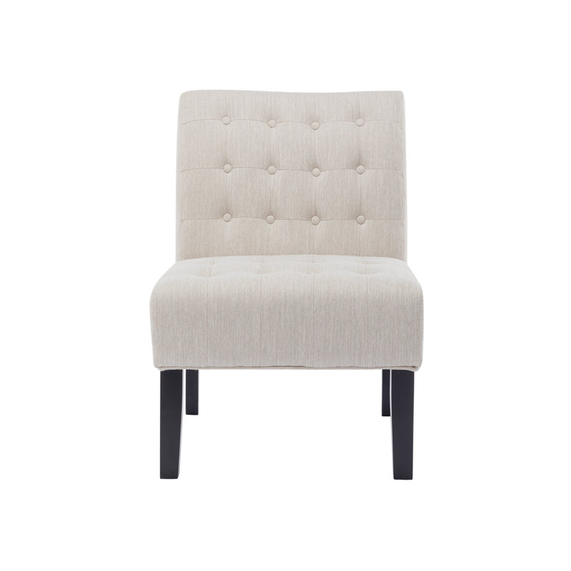 Emmalie 23'' Wide Tufted Slipper Chair Set, Beige Polyester