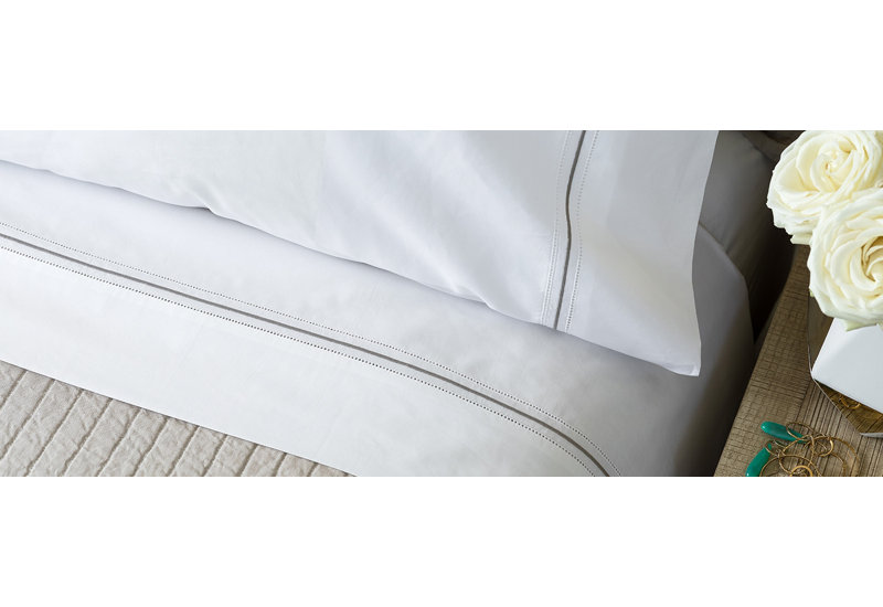 Bella Percale Sheet Set, Raffia/White, Queen Sheet Set + 2 Pillowcases