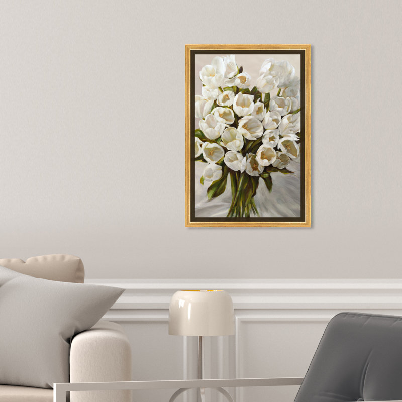 Tulipes élégantes-impression sur toile tendue, H 36 po x l 24 po, Cadre doré
