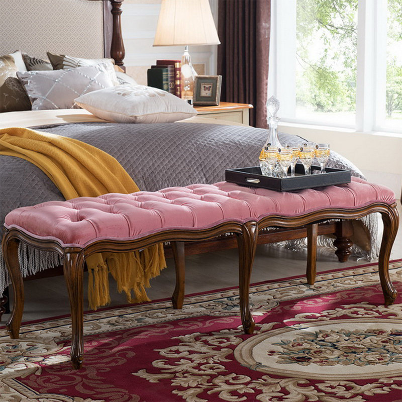Banc en velours et en caoutchouc de style européen pour chambre et salon
