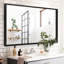 Miroir mural rectangulaire noir 36 x 24 pouces - Cadre en aluminium rouille, design luxueux, fixation murale, métal antirouille, reflet HD