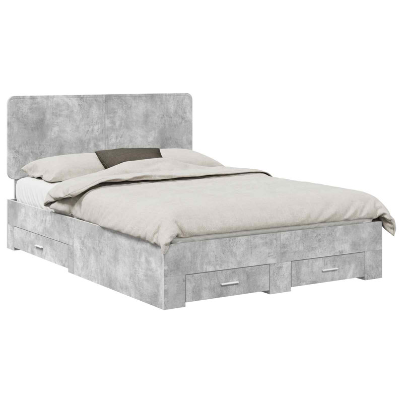 Bed Frame, European Double (140 x 200 cm), Concrete Grey