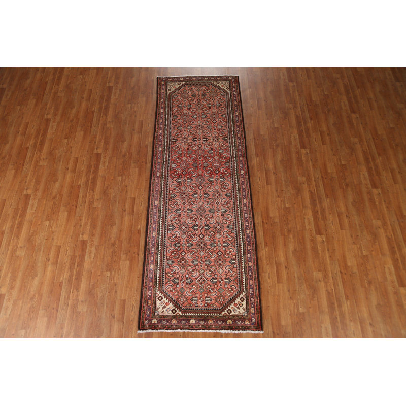 Tapis de couloir unique en laine noué à la main de style 1980S 3 pi 4 po x 9 pi 7 po Rudys