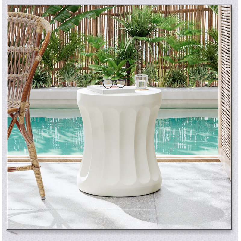Table d'appoint ronde en béton pour l'extérieur, table de bout légère MGO pour la décoration de salon et de jardin