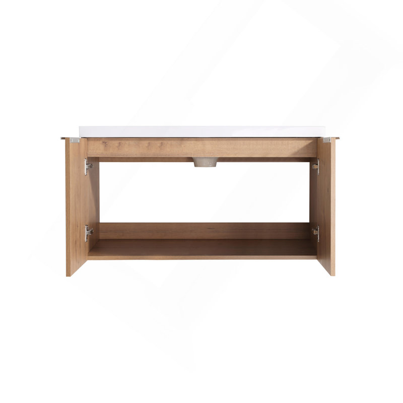 Meuble-lavabo à fixation flottante 36 po avec porte à fermeture en douceur et 2 portes Modern Design, Brown