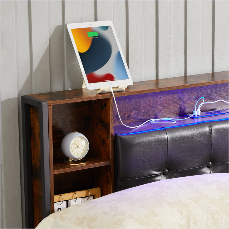 Base de lit avec tête de rangement / station de charge USB