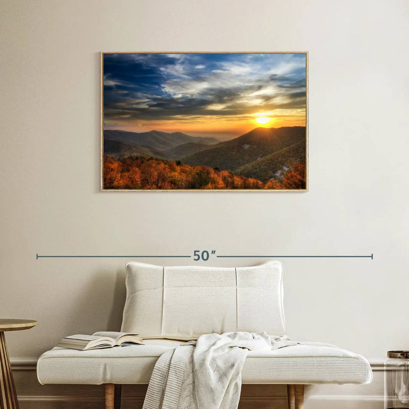 Shenandoah Sundown, Cadre flottant en bois naturel, 37 po x 25 po