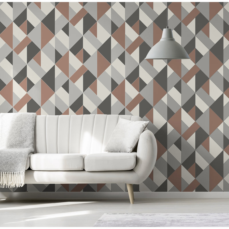 Rouleau de papier peint à motif géométrique structuré L 33 pi x l 20,5 po Tidore, Cuivre