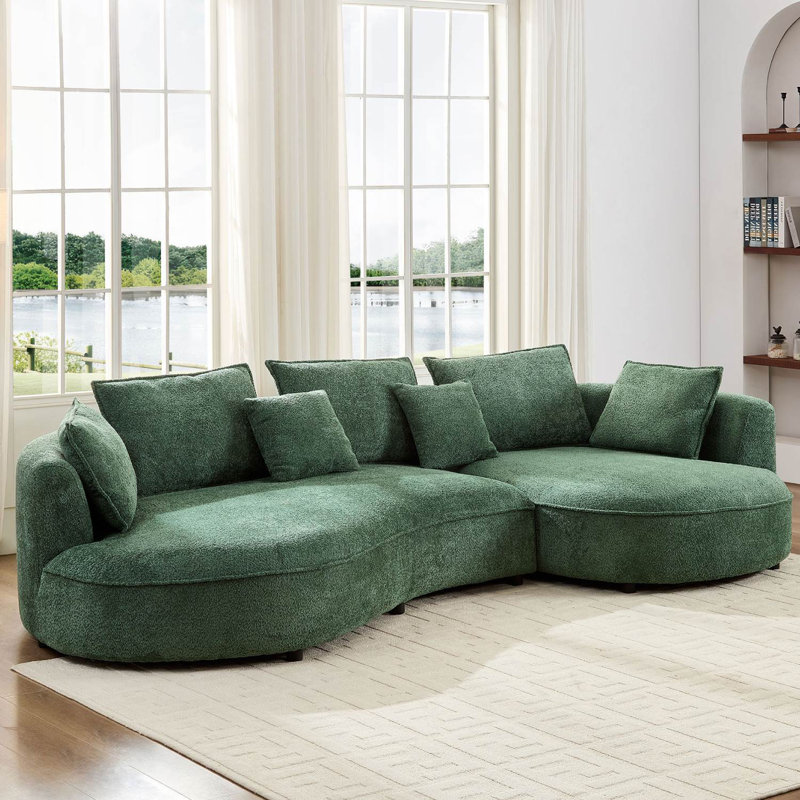 Canapé modulaire incurvé surdimensionné 124,8 po, Boucle verte, Orienté à droite